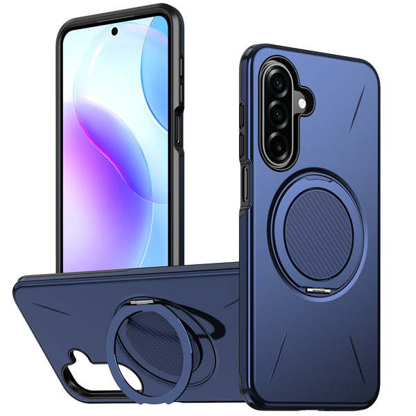 EDGE Mag Carbon Case with Magnetic Kickstand Ring for Samsung Galaxy A27 5G - Blue - EDMGCBNA27-BL.jpg