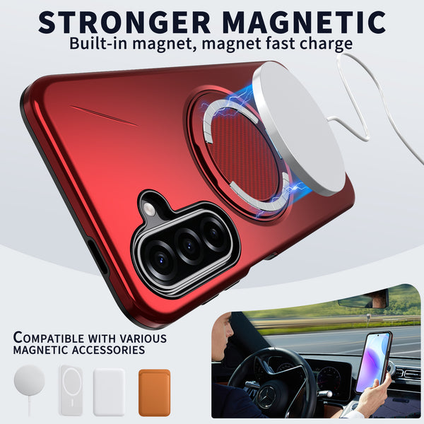 EDGE Mag Carbon Case with Magnetic Kickstand Ring for Samsung Galaxy A27 5G - Red - EDMGCBNA27-RD-1.jpg