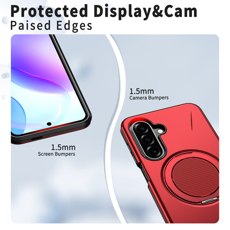 EDGE Mag Carbon Case with Magnetic Kickstand Ring for Samsung Galaxy A27 5G - Red - EDMGCBNA27-RD-3.jpg