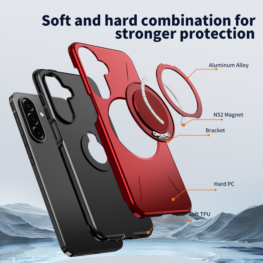 EDGE Mag Carbon Case with Magnetic Kickstand Ring for Samsung Galaxy A27 5G - Red - EDMGCBNA27-RD-4.jpg
