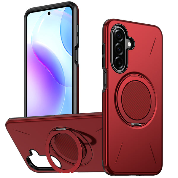 EDGE Mag Carbon Case with Magnetic Kickstand Ring for Samsung Galaxy A27 5G - Red - EDMGCBNA27-RD.jpg