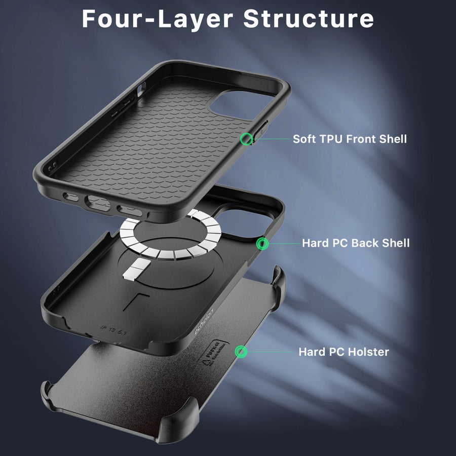 echelon Fuse Series MagSafe Case with Holster for Apple iPhone 17e / 16e / 14 / 13 - Black - EIP13CSD5MS301-3.jpg