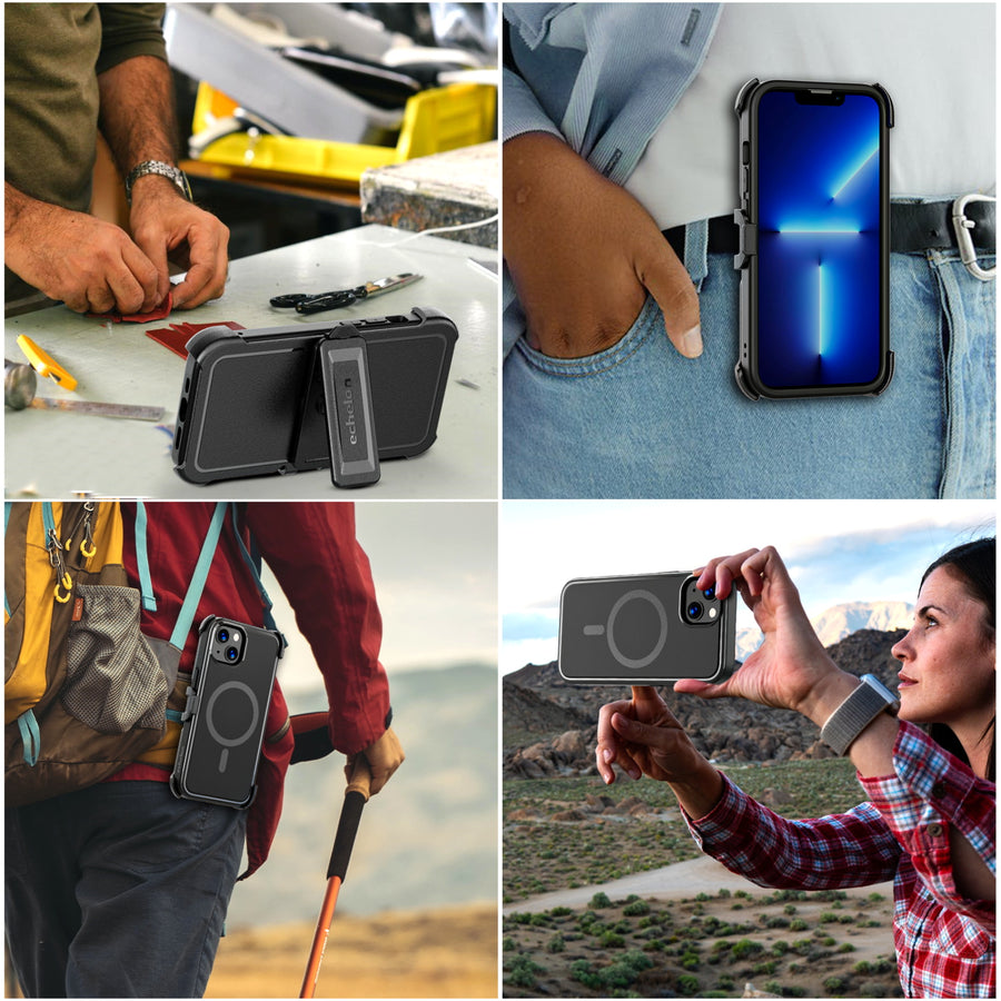 echelon Fuse Series MagSafe Case with Holster for Apple iPhone 17e / 16e / 14 / 13 - Black - EIP13CSD5MS301-7.jpg