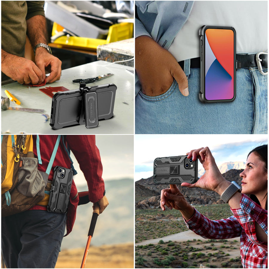 echelon Reflex Series Case with Holster for Apple iPhone 17e / 16e / 14 / 13 - Black - EIP13CSRSKS301-6.jpg