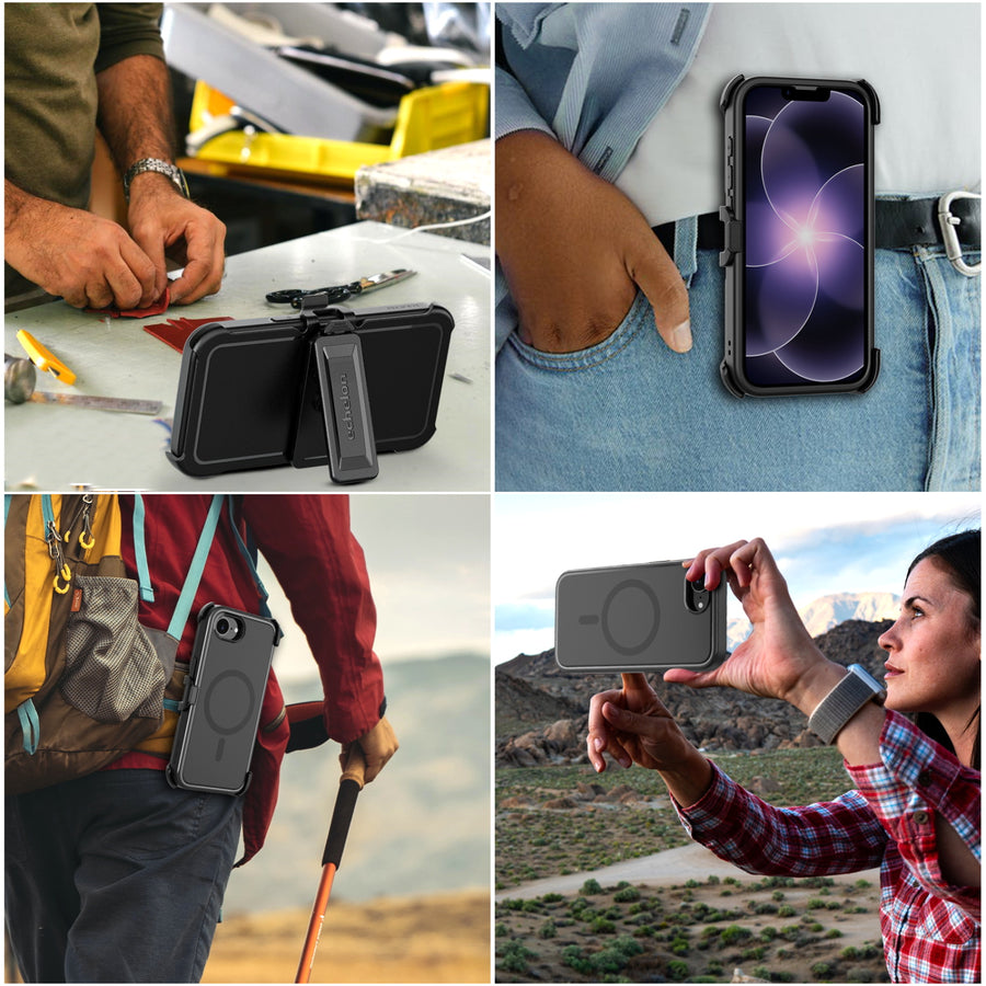 echelon Fuse Series MagSafe Case with Holster for Apple iPhone 17e / 16e - Black - EIP17ECSD5MS301-8.jpg