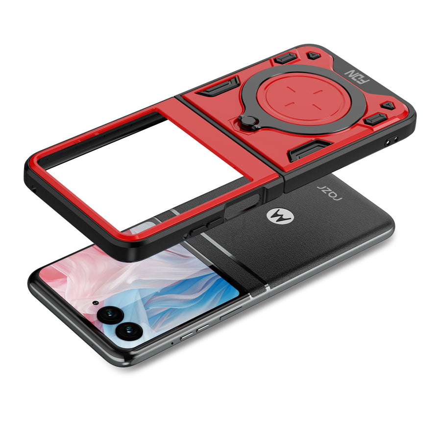 FDN Anti-Drop Hybrid Protector Case (with Ring Stand) for Motorola razr (2024) - Red / Black - FMRAZR4CSFSSS673-8.jpg