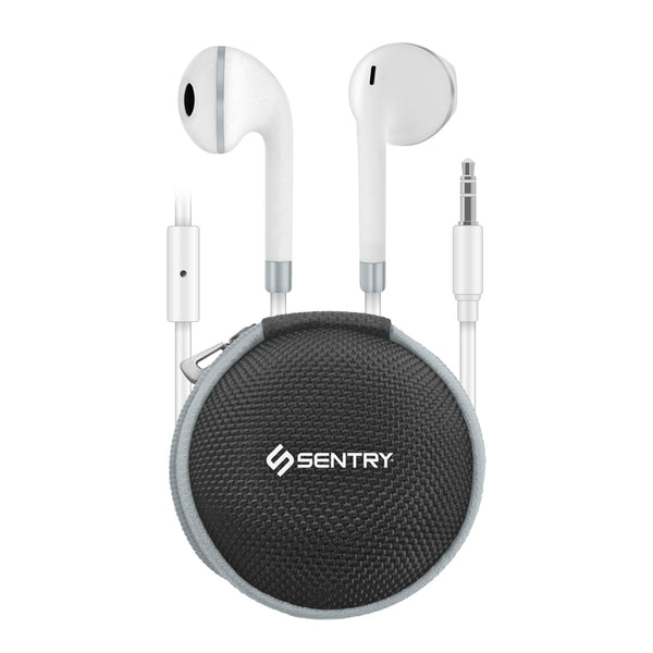 Sentry Elements Wired Ear Buds with Zipper Carrying Case - WHITE - HM128Z-1.jpg