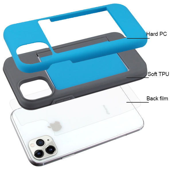 MyBat Poket Hybrid Protector Cover (with Back Film) for Apple iPhone 11 Pro Max - Blue / Gray - IP11MHPCPKT002-3.jpg