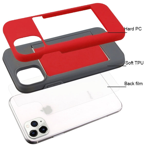 MyBat Poket Hybrid Protector Cover (with Back Film) for Apple iPhone 11 Pro Max - Red / Gray - IP11MHPCPKT003-3.jpg