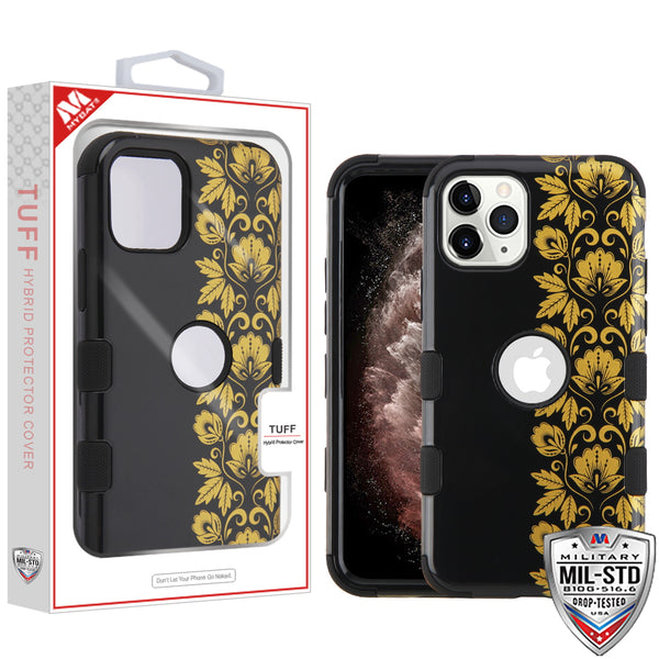 MyBat TUFF Series Case for Apple iPhone 11 Pro Max - Gold Floral Stripe / Black - IP11MHPCTUFFIM1050-1.jpg