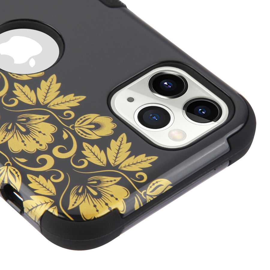 MyBat TUFF Series Case for Apple iPhone 11 Pro Max - Gold Floral Stripe / Black - IP11MHPCTUFFIM1050-4.jpg