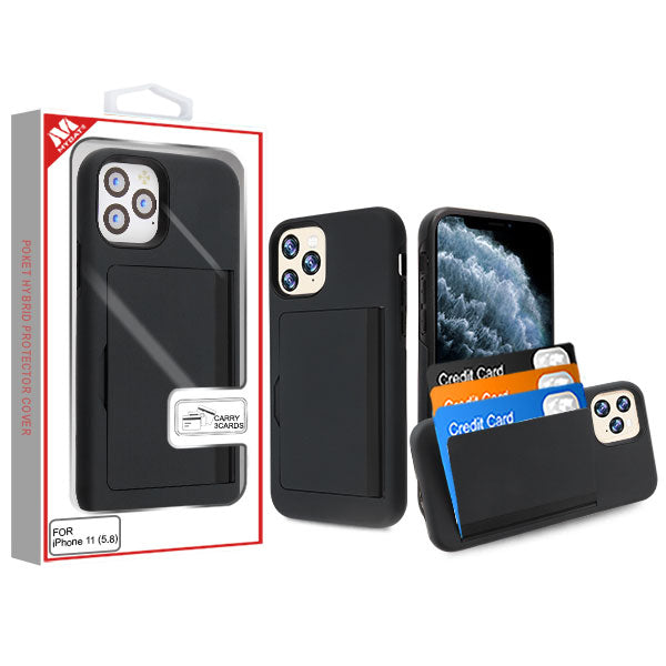 MyBat Poket Hybrid Protector Cover (with Back Film) for Apple iPhone 11 Pro - Black / Black - IP11PHPCPKT001-1.jpg