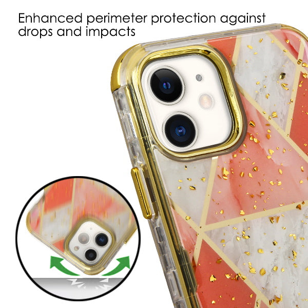 MyBat TUFF Kleer Hybrid Case for Apple iPhone 11 - Electroplated Pink Marble / Electroplating Gold - IP11RHPCTUFFKIM053-5.JPG
