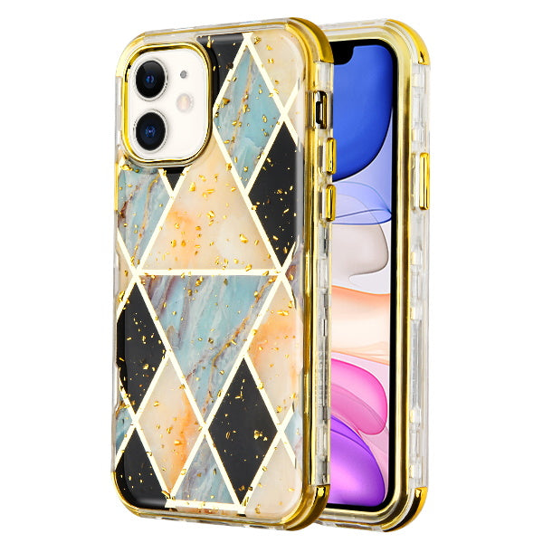 MyBat TUFF Kleer Hybrid Case for Apple iPhone 11 - Electroplated Blue Marble / Electroplating Gold - IP11RHPCTUFFKIM054-1.JPG