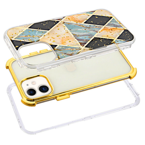 MyBat TUFF Kleer Hybrid Case for Apple iPhone 11 - Electroplated Blue Marble / Electroplating Gold - IP11RHPCTUFFKIM054-2.JPG