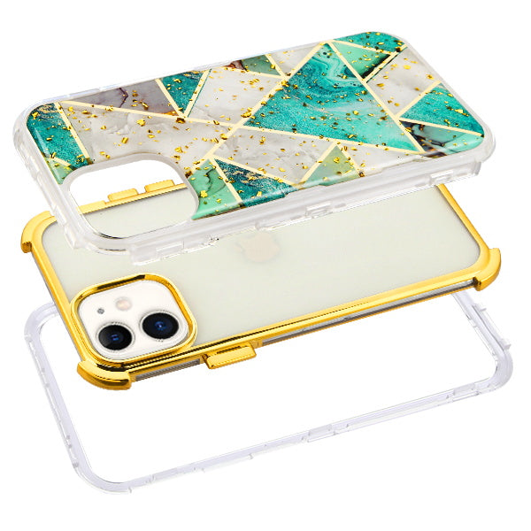 MyBat TUFF Kleer Hybrid Case for Apple iPhone 11 - Electroplated Green Marble / Electroplating Gold - IP11RHPCTUFFKIM055-2.JPG
