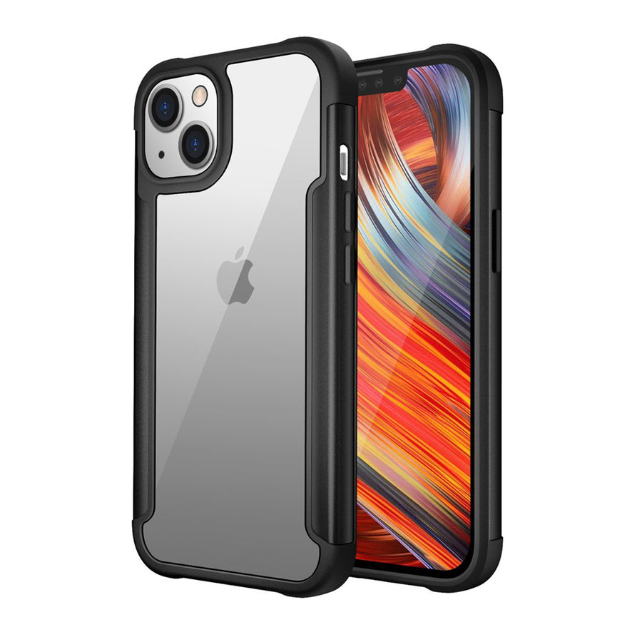 Clear Iron Armor Hybrid Chrome Case for Apple iPhone 13 (6.1) (Black) - IP13-61-IRON-CASE-BLACK-1.jpg
