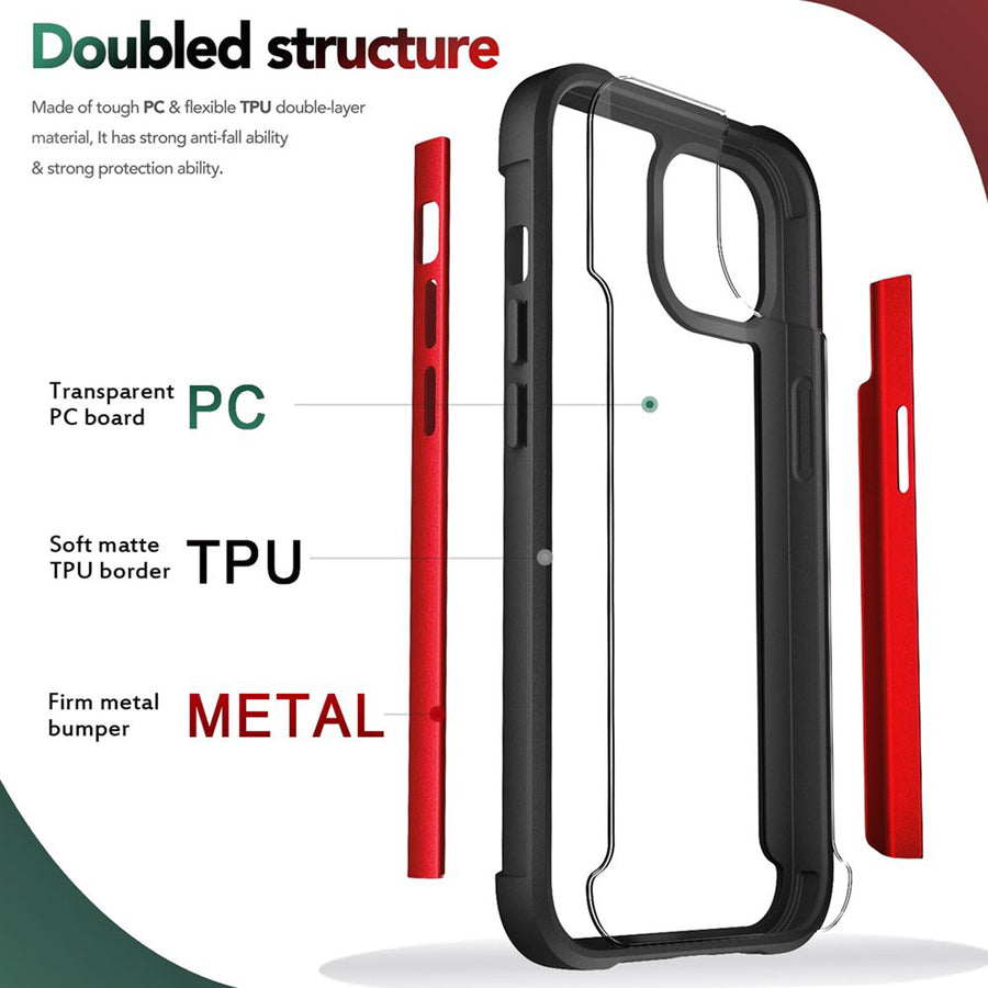 Clear Iron Armor Hybrid Chrome Case for Apple iPhone 13 (6.1) (Black) - IP13-61-IRON-CASE-BLACK-3.jpg