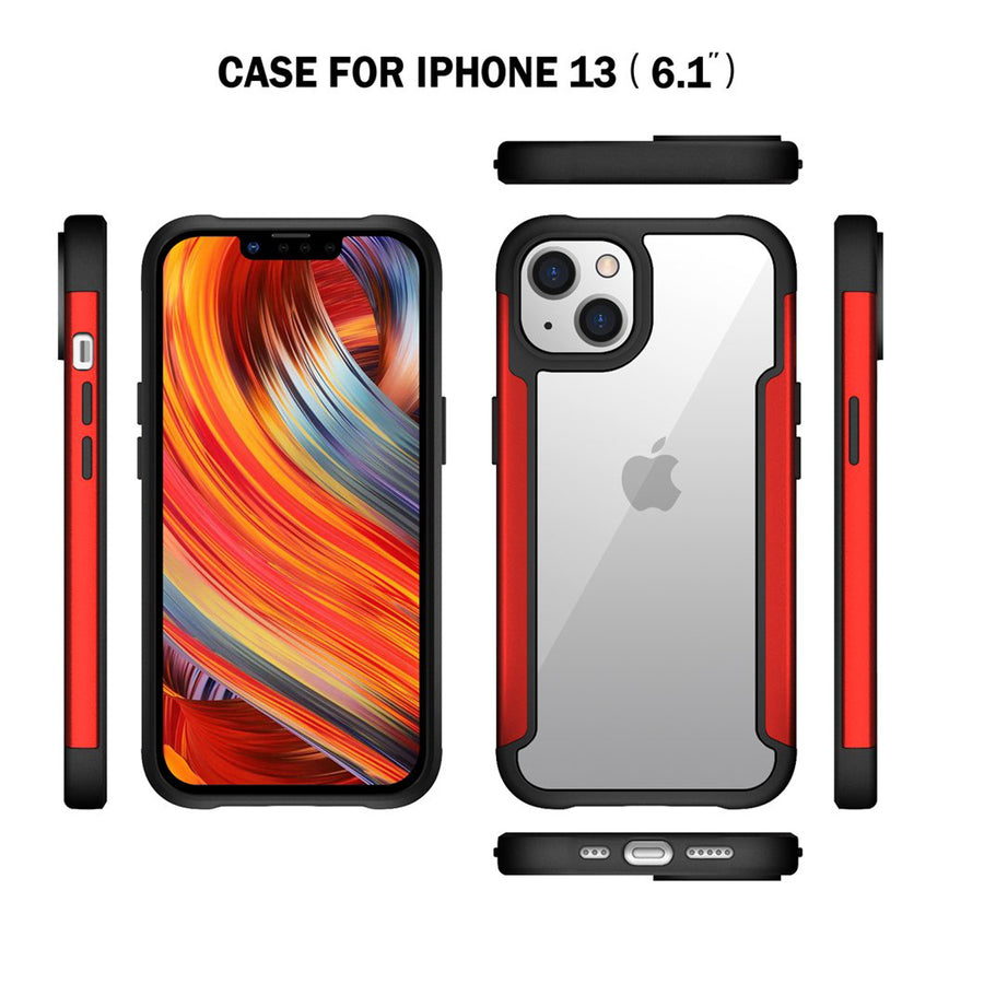 Clear Iron Armor Hybrid Chrome Case for Apple iPhone 13 (6.1) (Black) - IP13-61-IRON-CASE-BLACK-6.jpg