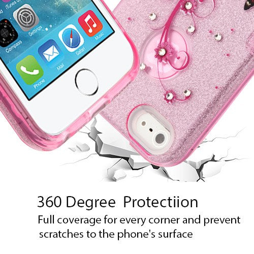 MyBat Full Glitter TUFF Series Case for Apple iPhone 5s/5 / SE - Butterfly Flowers (Pink) Diamante - IPHONE5SHPCTUFFGTIMDI005WP-5.jpg