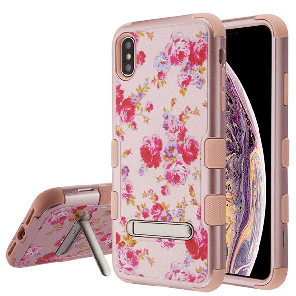 MyBat TUFF Series Case (with Magnetic Metal Stand) for Apple iPhone XS Max - Vintage Rose Bush Textured Rose Gold / Rose Gold - IPXSMAXHPCTUFFIM3504WP-2.jpg