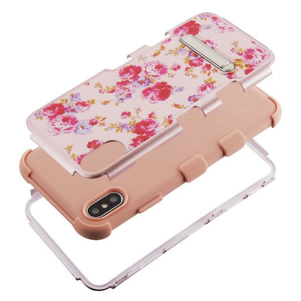 MyBat TUFF Series Case (with Magnetic Metal Stand) for Apple iPhone XS Max - Vintage Rose Bush Textured Rose Gold / Rose Gold - IPXSMAXHPCTUFFIM3504WP-3.jpg