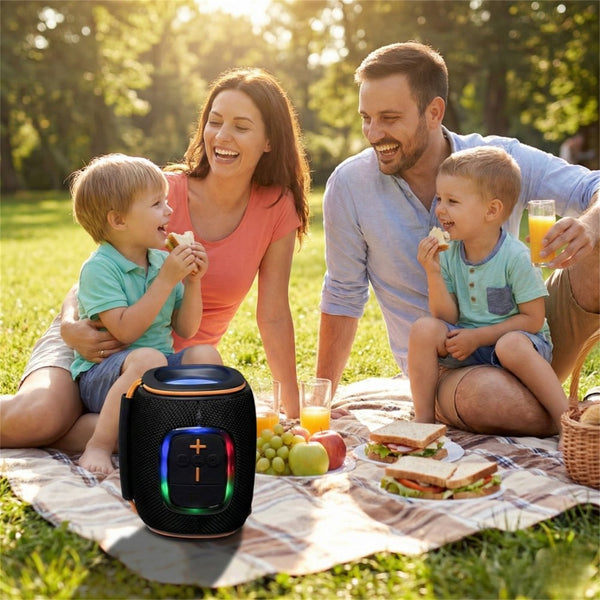 Bluetooth Drum-Style Speaker with LED Lights and FM Radio, Portable, Loud Sound JC600 - Gray - JC600-SPEAKER-GRAY-2.jpg