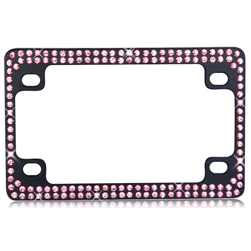 Valor Double Row Black Metal Motorcycle Frame with Pink Crystals - LPF2TK030PNK-1.jpg