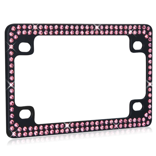Valor Double Row Black Metal Motorcycle Frame with Pink Crystals - LPF2TK030PNK-3.jpg