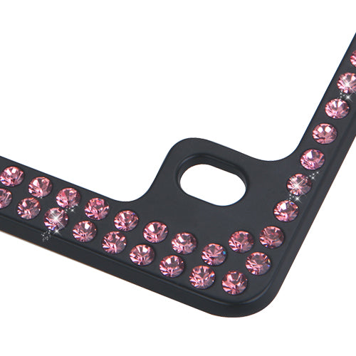 Valor Double Row Black Metal Motorcycle Frame with Pink Crystals - LPF2TK030PNK-4.jpg