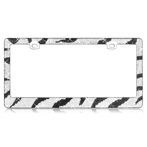 Valor Zebra Pattern with Shining Black and White Crystals Chrome Metal Frame - LPF3EC029WBK-1.jpg