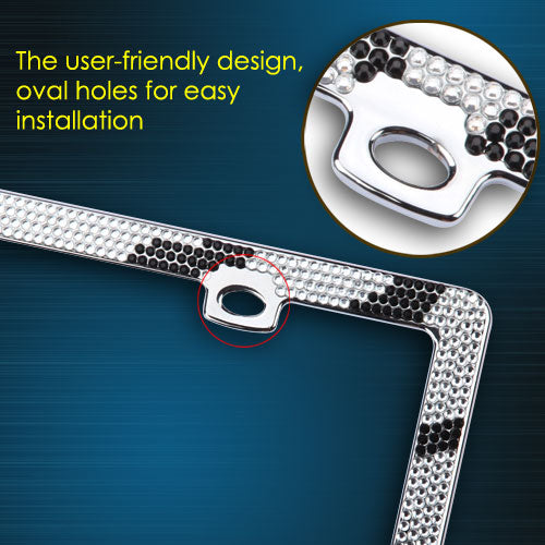 Valor Zebra Pattern with Shining Black and White Crystals Chrome Metal Frame - LPF3EC029WBK-5.jpg