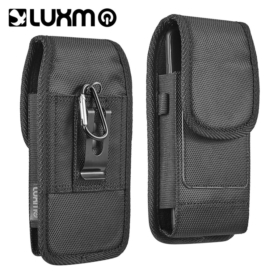 LUXMO Large Vertical Universal Nylon Pouch w/ Dual Card Slots - Black