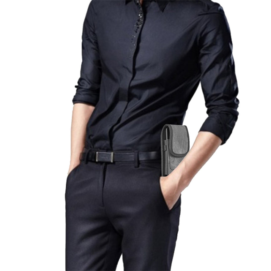 LUXMO Large Horizontal Universal Pouch w/ Dual Card Slots - Dark Denim Fabric (Retail Packaging) - LPLGGF-EUV3-BK-C-8.jpg