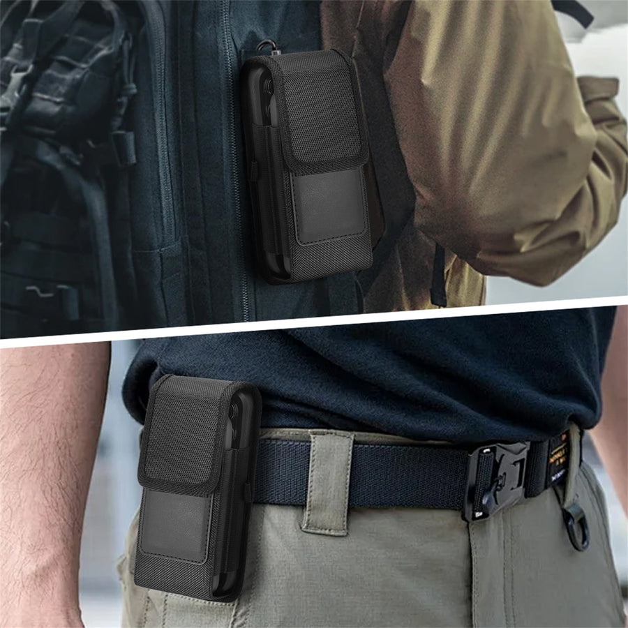 LUXMO Large Vertical Universal Dual Phone Slot Nylon Pouch w/ Credit Card Slot - Black - LPLGGF-EUV6-BK-7.jpg