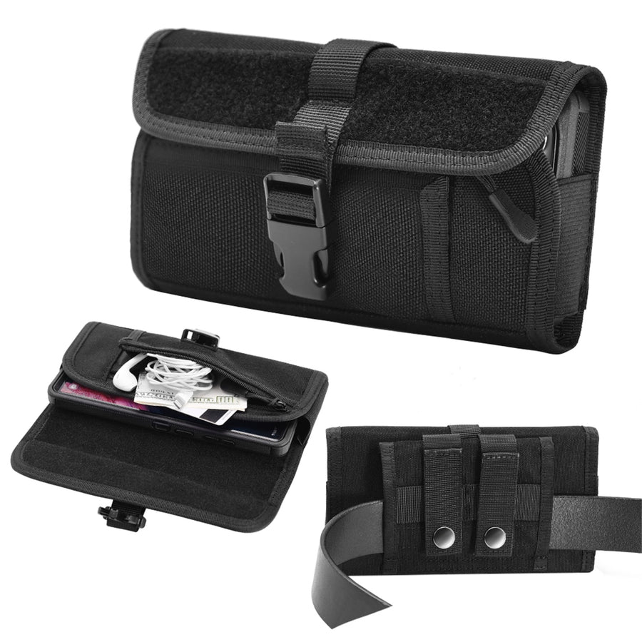 LUXMO Large Horizontal Universal Nylon Pouch w/ Large Front Zipper Compartment - Black - LPLGGF-LU43-HBK-1.jpg