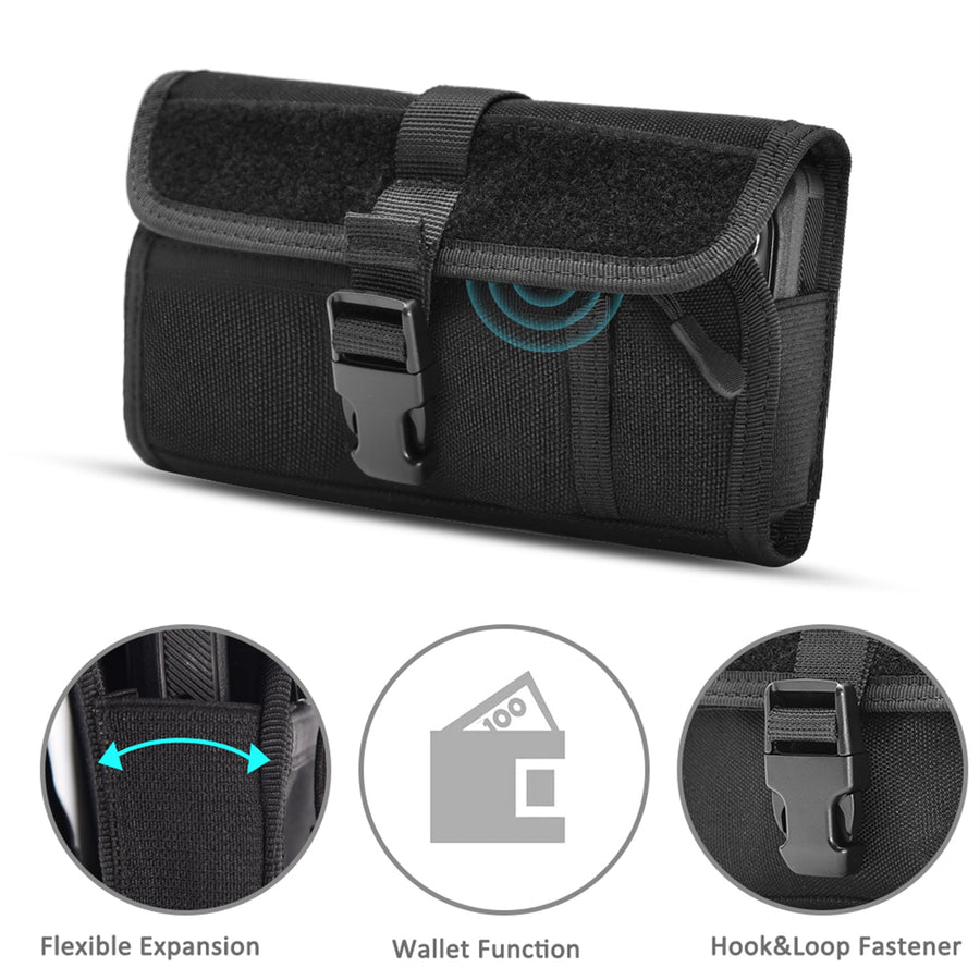 LUXMO Large Horizontal Universal Nylon Pouch w/ Large Front Zipper Compartment - Black - LPLGGF-LU43-HBK-5.jpg