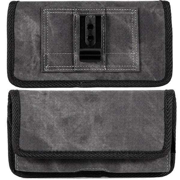 LUXMO Extra Large Horizontal Universal Pouch w/ Dual Card Slots - Dark Denim Fabric - LPOTX-EUH3-BK-2.jpg