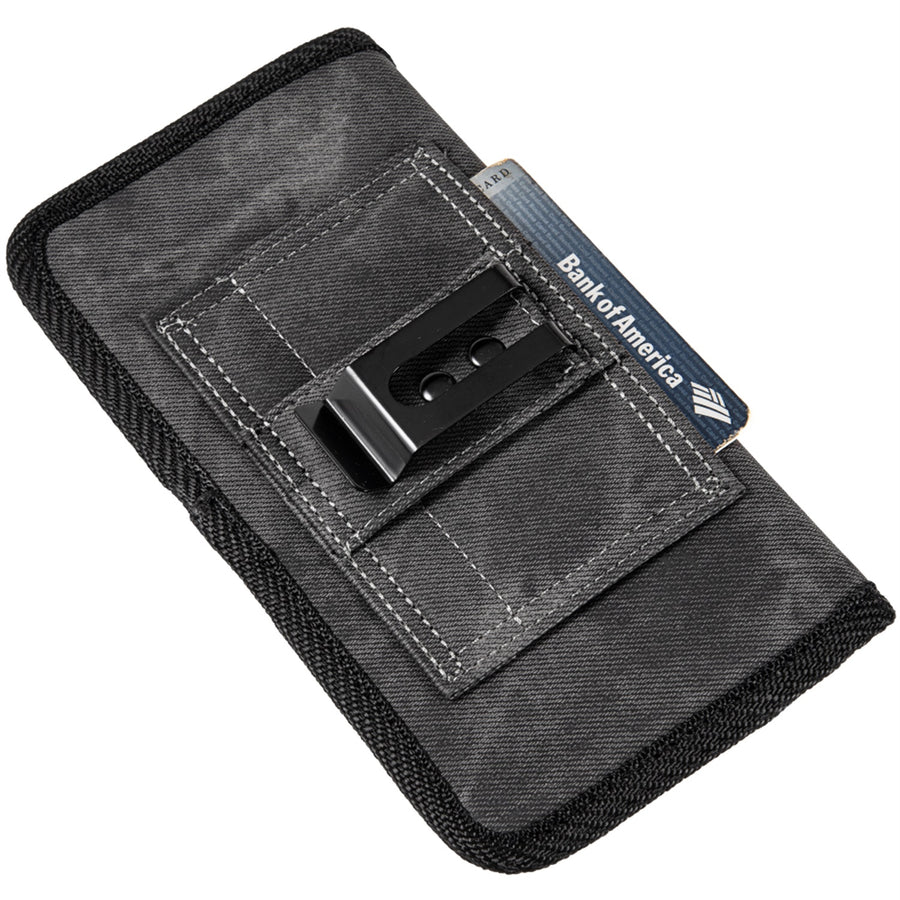 LUXMO Extra Large Horizontal Universal Pouch w/ Dual Card Slots - Dark Denim Fabric - LPOTX-EUH3-BK-4.jpg