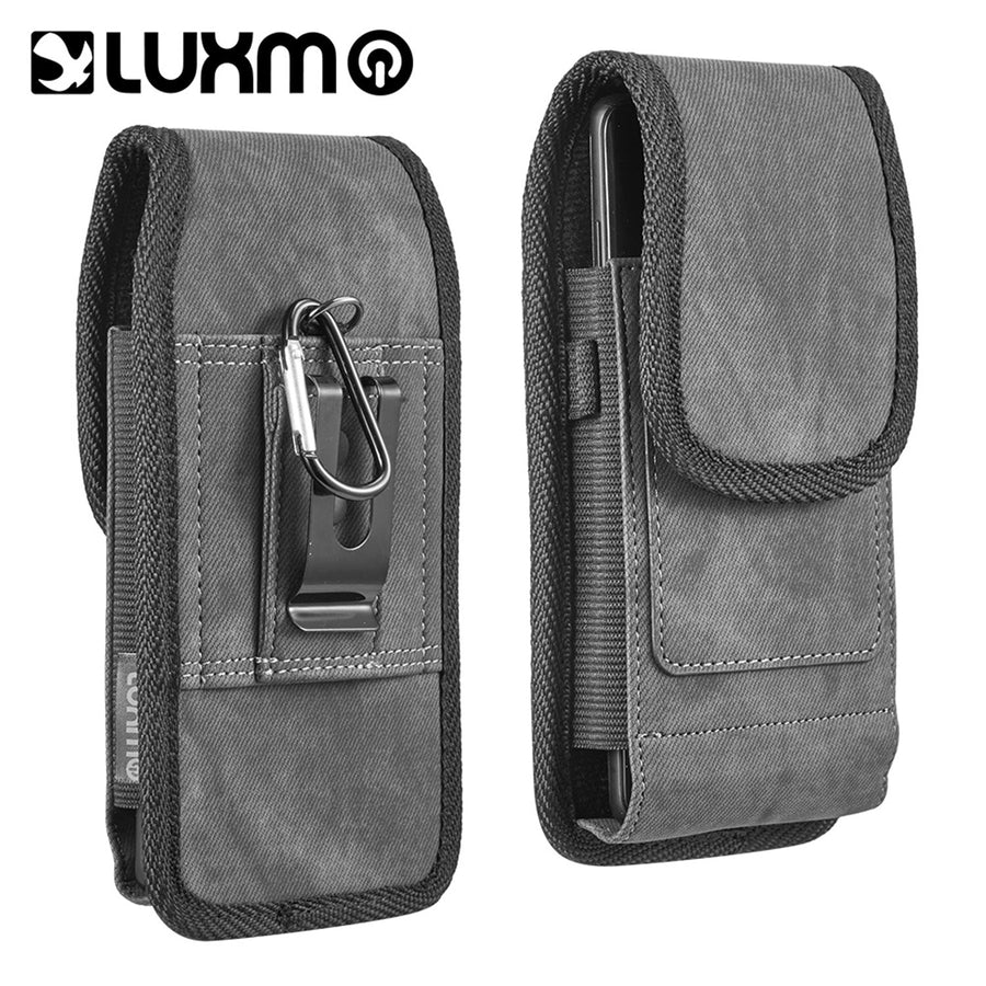 LUXMO Extra Large Horizontal Universal Pouch w/ Dual Card Slots - Dark Denim Fabric
