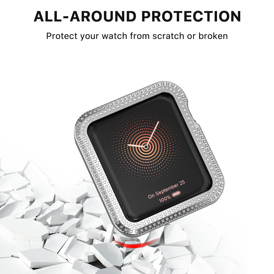 MyBat Apple Watch Case (with Diamonds) for Apple Watch Series 7 41mm/Watch Series 9 41mm / Watch Series 8 41mm - Electroplated Silver - MAPWH41CSFSSC032-4.jpg