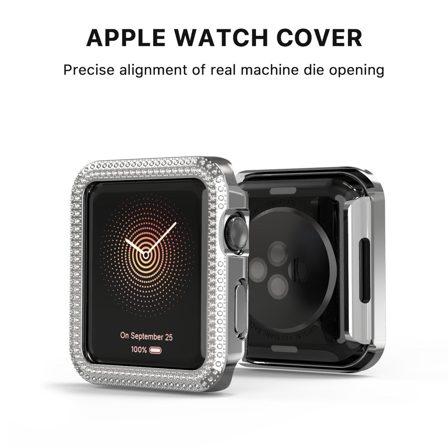 MyBat Apple Watch Case (with Diamonds) for Apple Watch Series 7 41mm/Watch Series 9 41mm / Watch Series 8 41mm - Electroplated Silver - MAPWH41CSFSSC032-5.jpg