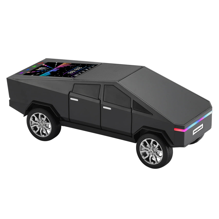 MaxPower Tesla cyber truck style Bluetooth Speaker with front flashing LED Lights and Back Light Up Panel - Black - MC580-BK-1.jpg