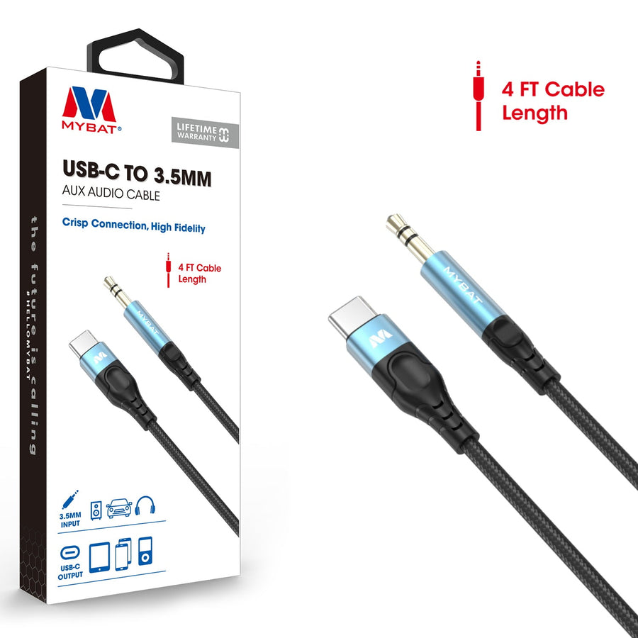 MyBat USB-C to 3.5mm Male Audio Cable - 4FT - Black