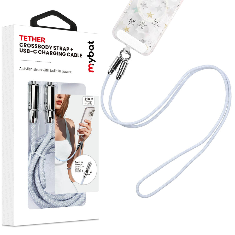 MyBat Tether Crossbody Strap + USB-C Charging Cable - 4FT - Blue