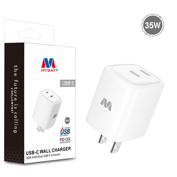 MyBat 35W GaN Dual USB-C Charger - White - MCGTRAC28PW.JPG