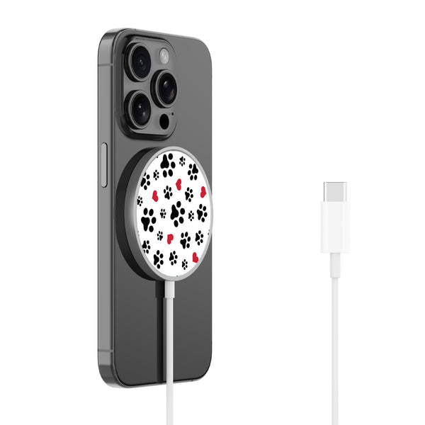 MyBat Design Lab Magnetic Wireless Charger - Silver - Paw Prints and Hearts - MCGWIRC18SL-001-2.jpg