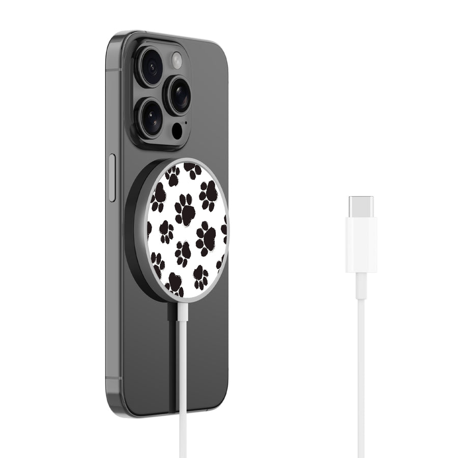 MyBat Design Lab Magnetic Wireless Charger - Silver - Black Paw Prints - MCGWIRC18SL-002-2.jpg