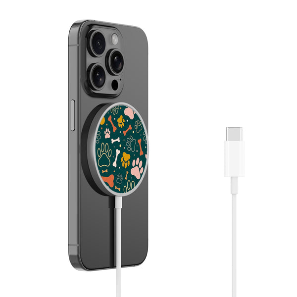 MyBat Design Lab Magnetic Wireless Charger - Silver - Paw Prints & Bones - MCGWIRC18SL-003-2.jpg