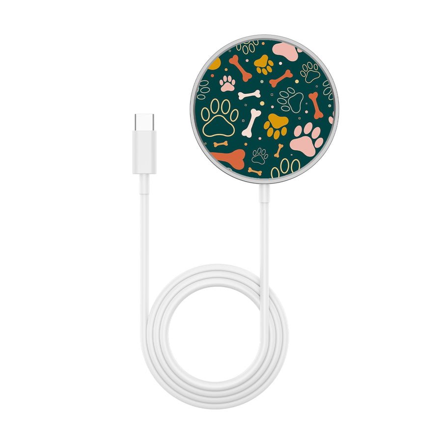 MyBat Design Lab Magnetic Wireless Charger - Silver - Paw Prints & Bones - MCGWIRC18SL-003-3.jpg
